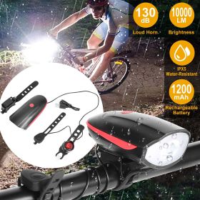 Bicycle Front & Rear Light Kit with 130dB Loud Horn, Multiple Lighting Modes, IPX5 Water-Resistant