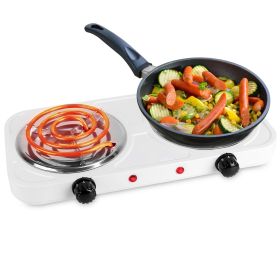 Fresh Fab Finds 2000W Electric Double Burner Hot Plate Stove - Portable RV Hotplate with Non Slip Rubber Feet & 5 Temp Adjustments