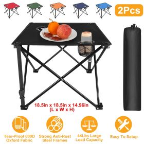 Fresh Fab Finds 2Pcs Foldable Camping Table Portable Picnic Table Lightweight Travel Desk with 2 Cup Holders/Table Carrying Bag