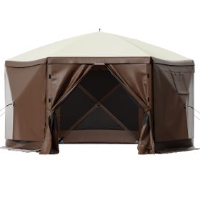Gazebo Screen Tent, 10 x 10 ft, 6 Sided Pop-up Camping Canopy Shelter Tent with Mesh Windows, Portable Carry Bag, Ground Stakes