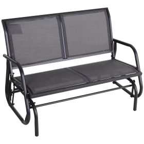 2-Person Outdoor Glider Bench Patio Double Swing Rocking Chair Loveseat w/Power Coated Steel Frame for Backyard Garden Porch, Grey
