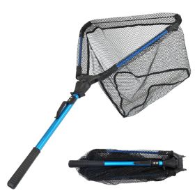 1Pc Foldable Fishing Net For Summer With Aluminum Alloy Rod EVA Handle Durable 5MM Hexagonal Nano Coating Nylon Mesh Collapsible Landing Net Safe (Option: black)
