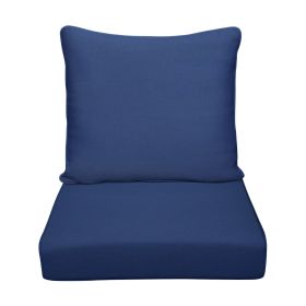 Outdoor Deep Seat Cushion Set, Waterproof & Fade Resistant Patio Chair Replacement Cushions for Outdoor Furniture, Removable and Washable Cover (Color: Navy Blue)