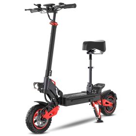 Fast 1600W Electric Scooter with Seat for Adult, Max Speed 28mph, 30miles Range, 48V 18Ah, 10'' Off-road Tires,Foldable Commuter E-scooter (Color: Black)